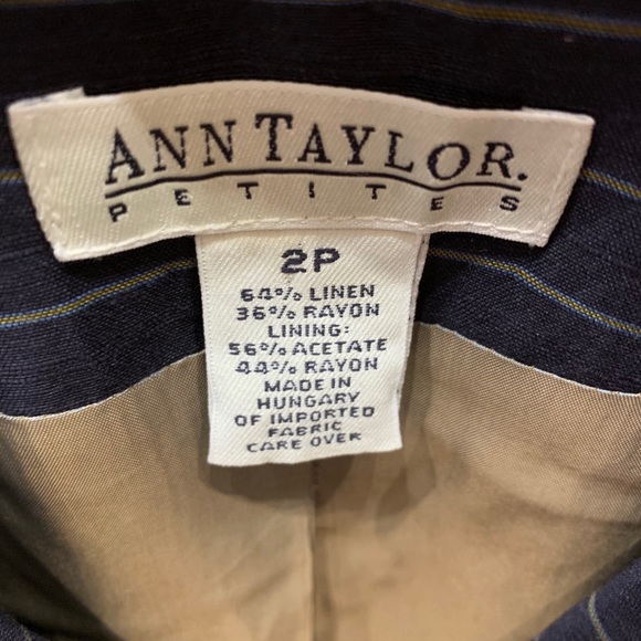 Ann Taylor Blazer 2P Linen Black with White Stripes Like NEW - Picture 4 of 7